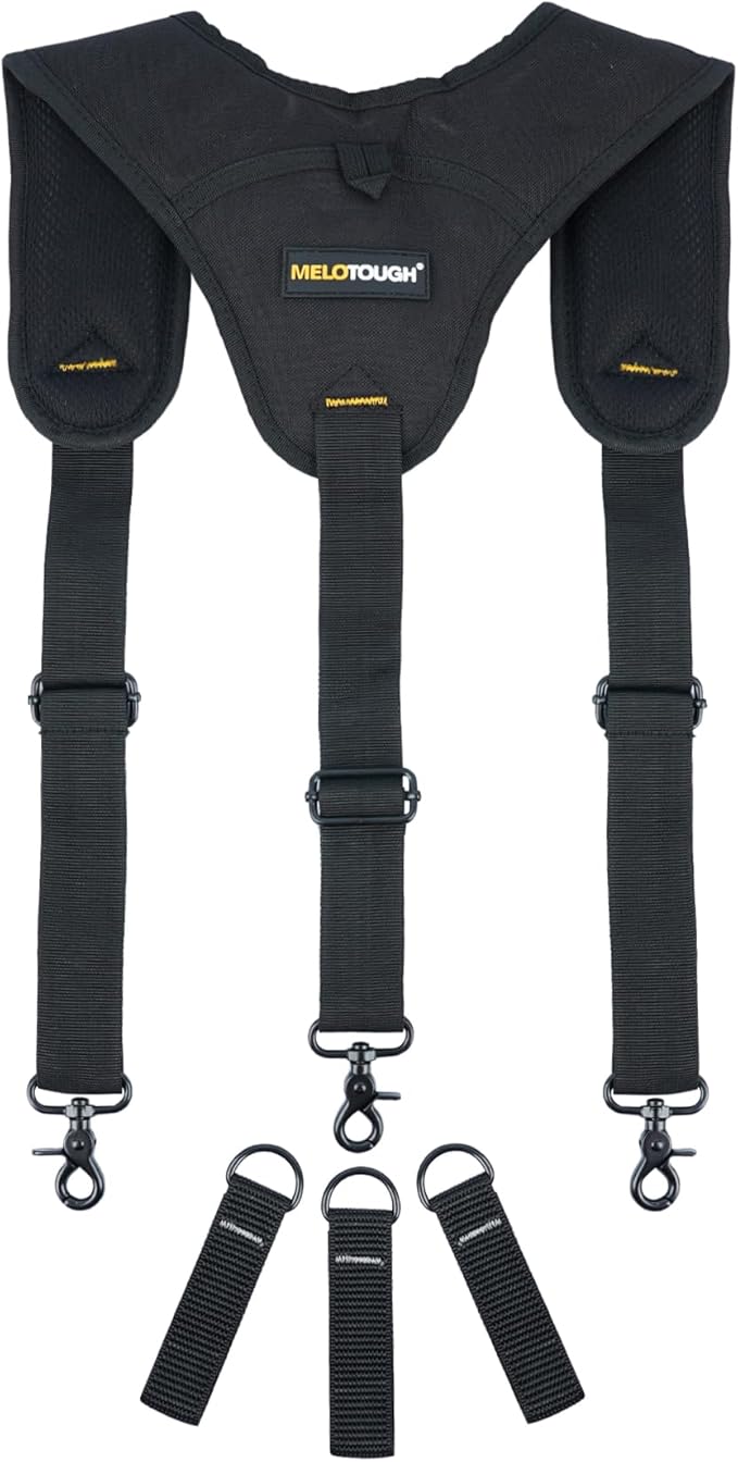 MELOTOUGH Tool Belt Suspender 3 point padded suspenders plus 3 pack suspender loop
