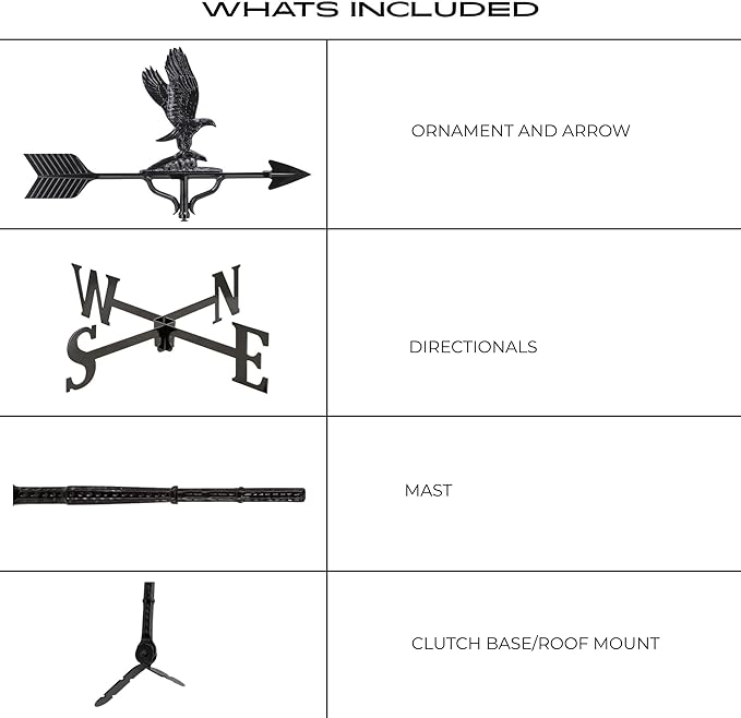 Montague Metal Products 32-Inch Weathervane with Satin Black Eagle Ornament