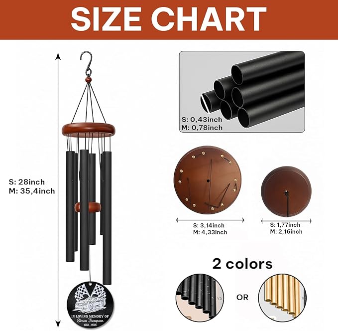 Personalized Racing Car Memorial Wind Chime – Custom “in Loving Memory” Engraved Car & Checkered Flag Design – Outdoor Sympathy Gift for Loss of Loved One – Racing Fan Remembrance Windchime