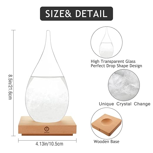 Storm Glass Weather Predictor,Christmas Snow Globe Storm Glass Barometer Weather Predictor, Home and Office Decorative Glass Bottles, Christmas Unique Gifts for Her