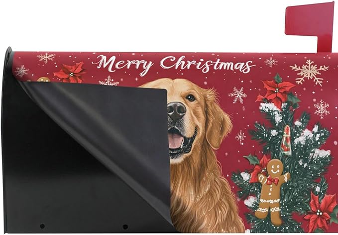 ALAZA Merry Christmas Golden Retriever Dog08 Magnetic Mailbox Cover MailWraps Garden Yard Home Decor for Outside Standard Size-18"x 20.8"
