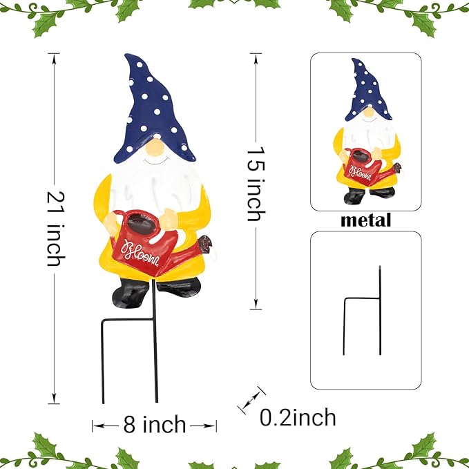 Metal Christmas Yard Signs Decor for Rust Prevention, Christmas Yard Stakes with Gnomes for Outside Garden Yard Lawn Porch Holiday Party(Blue)