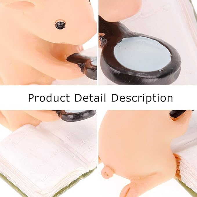 Pig Statue Mini Pig Figurine, Resin Home Decor, Lucky Animal Garden Statue for Micro Landscape (Pig is Reading)