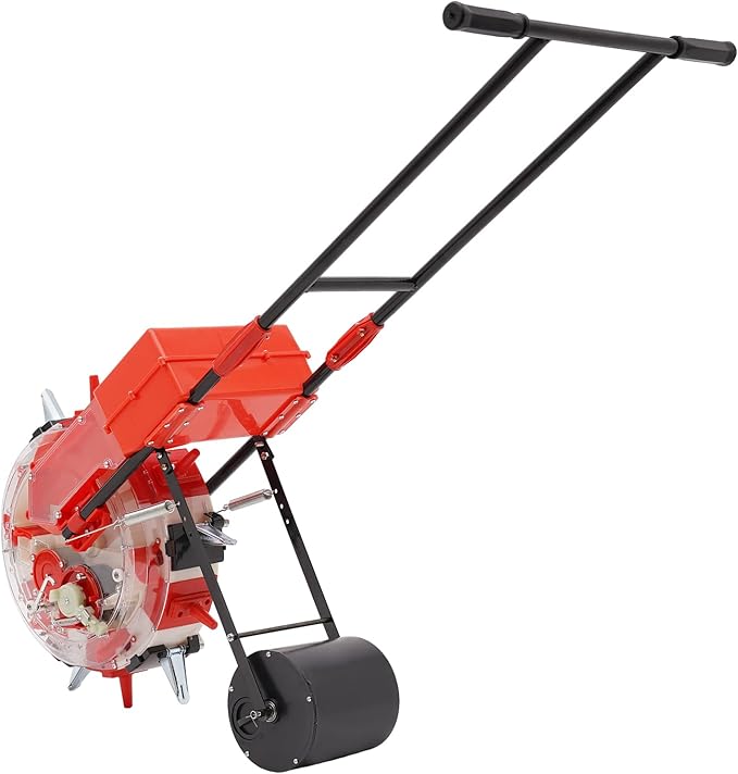 Manual Hand-Push Seeder,6 Nozzles Hand-Push Roller Seeding,Garden Seeder,Durable Sweet Corn Planter, Accurate Seed Drill for Gardeners,8.27Lbs Storage Box, Quantitative Sowing (1-2 Seeds)
