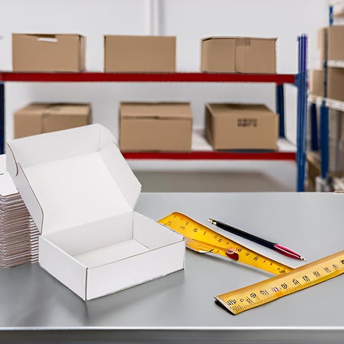 Small Shipping Boxes 8x5x2 Inch (25 Pack) - Sturdy White Corrugated Cardboard Boxes for Small Business, Ecommerce, Mailing & Packaging | Recyclable Gift & Storage Boxes