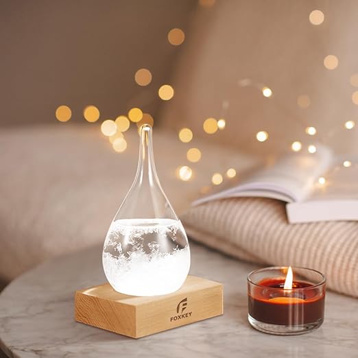 Christmas Unique Gifts Storm Glass Weather Predictor, Christmas Snow Globe Drop-Shaped Weather Forecast Bottle, Unique Fashion Home Decor Weather for Men Women