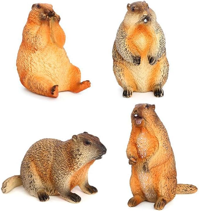 4PCS Groundhog Figurine Groundhog Sculpture Groundhog Model Animal Model Home Decoration Outdoor Garden Statue
