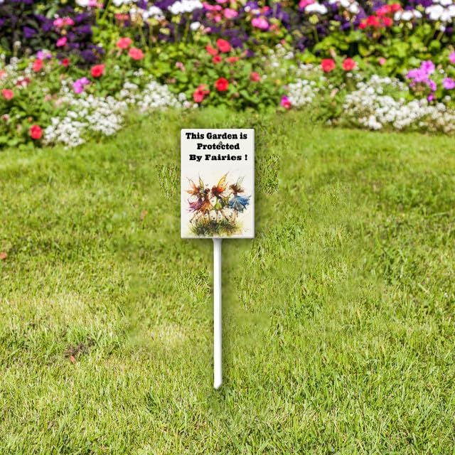 Uptell This Garden is Protected By Fairies Yard Signs with Stakes Aluminum Sign for House/Front Door Outdoor Decoration,Weather Resistant 8x12 Inch