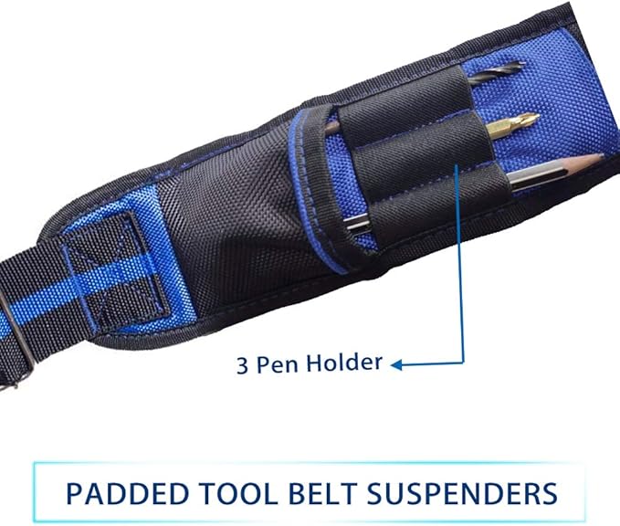 AISENIN Tool Belt Suspenders Construction Work Suspenders with Magnet Pocket, Large Moveable Phone Holder, Pencil Holder