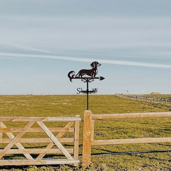SUPERDANT Dog Weathervane Dachshund Weather Vane for Roof Mount Animal Metal Weathervane for Garden Dog Wind Direction Indicators for Farmhouse Yard Outdoor Farm Barn Sheds Patio Decoration