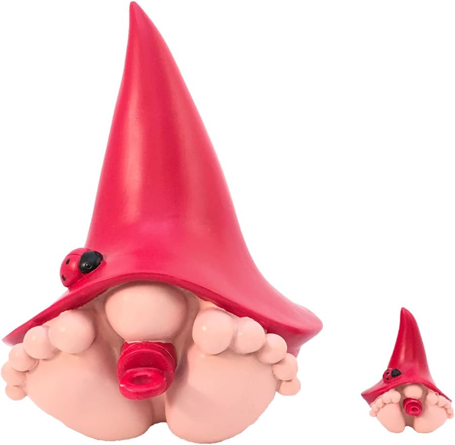 GlitZGlam Jasper, The Giant Red Baby Gnome for The Enchanted Gnome and Fairy Garden (6 Inches Tall) (Red)