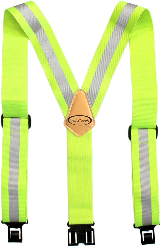 MELOTOUGH Suspenders with Non-Metal End Clip Reflective Safety Belt Clip