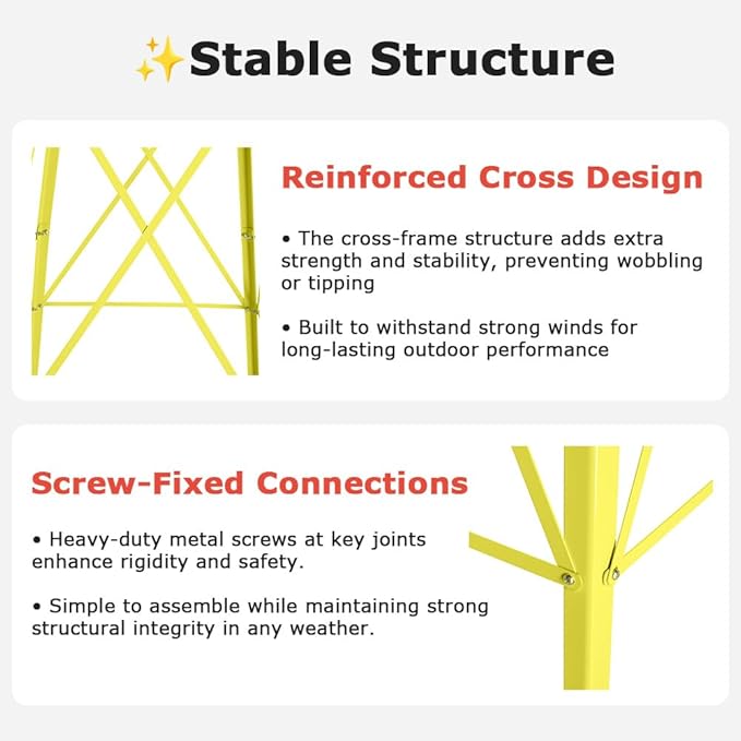 8FT Windmill for Yard Garden Decoration with Weather Vanes，Heavy Duty Outdoor Wind Mills, Large Metal Outdoor Windmill,Weather Resistant,Yellow