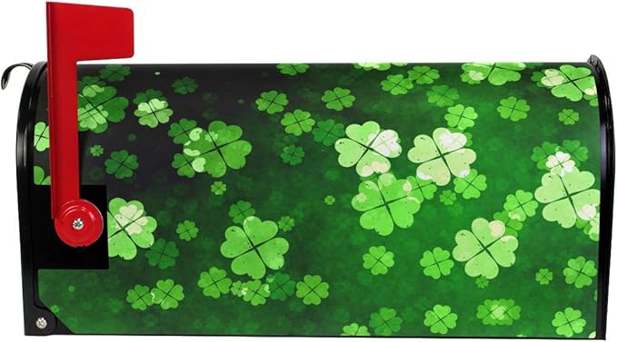ALAZA WOOR St Patricks Lucky Shamrocks Leaves Magnetic Mailbox Cover MailWraps Garden Yard Home Decor for Outside Standard Size-18"x 20.8"