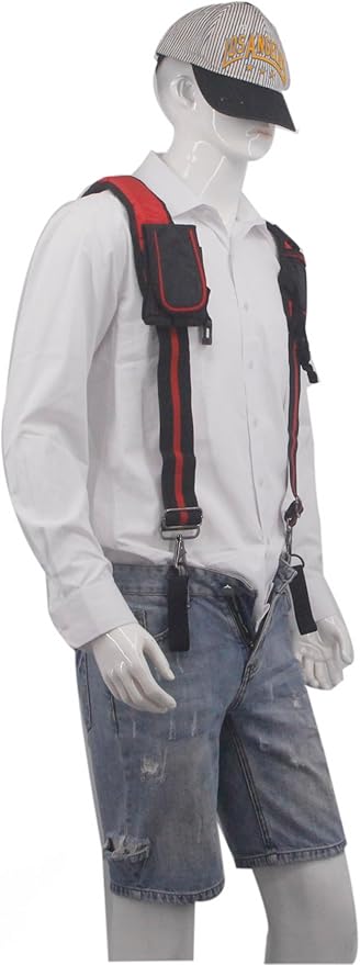 Heavy Duty Tool Belt Suspenders for Men 3 Point Padded Suspenders with Attachment Loops for Men