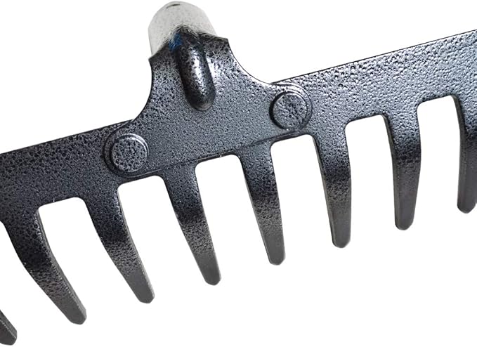 16-Tine Garden Heavy Duty Rake Replacement Metal Steel Rake Head Only Without Handle (Grey)