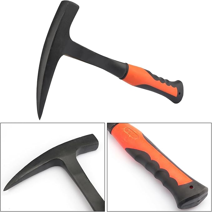 28 oz Rock Pick Hammer, 12 Inch All Steel Rock Pick Hammer, by GENHAKON.