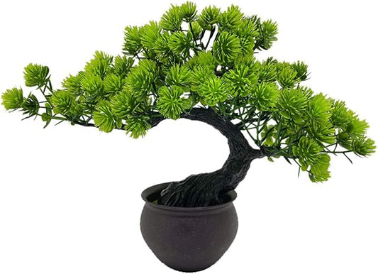 Artificial Bonsai Tree Miniature Artificial Plants Potted Japanese Zen Tree 33 cm in Width Artificial House Plants Juniper Bonsai Fake Plant Greenery for Home Office Decor Desktop Display