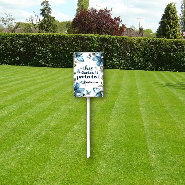 Uptell This Garden is Protected By Fairies Yard Signs with Stakes Aluminum Sign for House/Front Door Outdoor Decoration,Weather Resistant 8x12 Inch