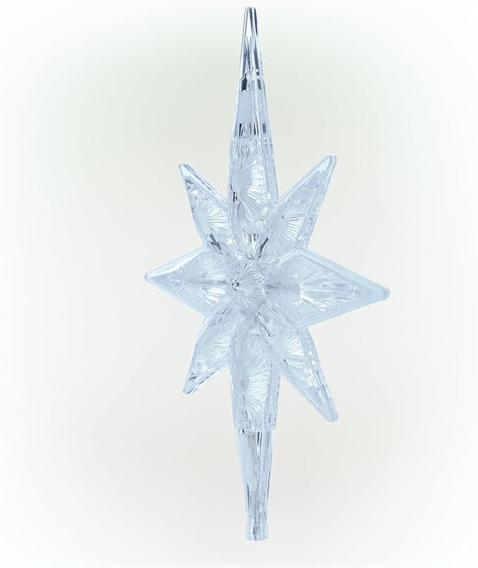 Alpine Corporation 13" H Snowflake 8-Point Tree Toppers with 31 Cool White LED Lights, Christmas Decoration