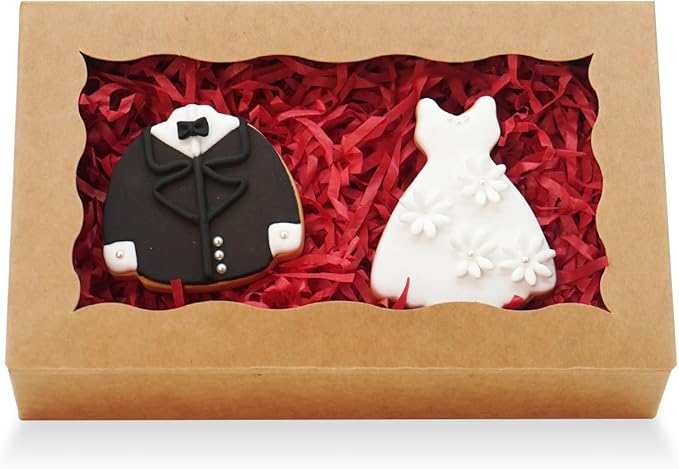 20pcs Cookie Boxes 7" x 4 3/8" x 1 1/2" Inch Bakery Boxes with window Treat Box Chocolate Covered Strawberries Box for Christmas Valentine's Mother's Day - Brown