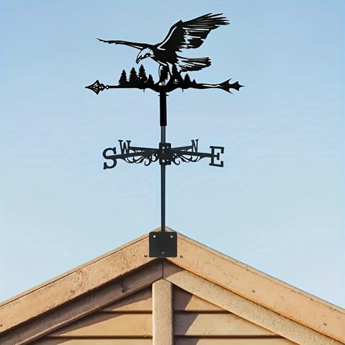 Metal Weather Vane Retro Wind Direction Indicator Eagle Series Weathercock for Farm Roof Mount Courtyard Farmhouse Garden Decor (Eagle C)