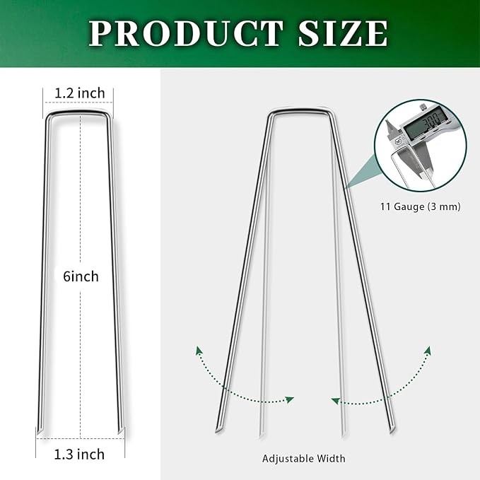 50 Pack Garden Stakes Plant Cover Stakes U-Shaped Tent Stakes Ground Stakes,Galvanized Landscape Staples for Landscaping Securing Weed Barrier Fabric Irrigation Tubing Tarpaulin Holding Fence