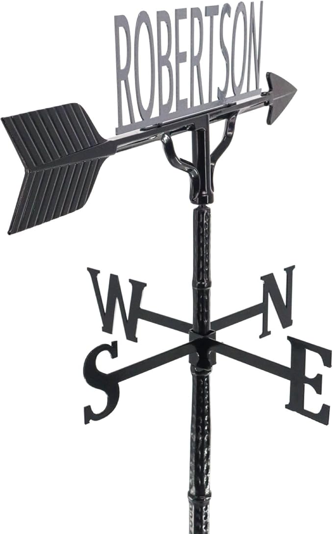Montague Metal Products - Custom Name Weathervane - 13 Ornament Colors Available - Roof Mount Included - Metal Wind Vane - Made in The USA
