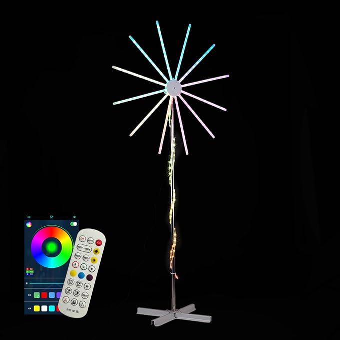 VINGLI 8.3FT Multicolor Firework Light, Color Changing LED Windmill with Gradient Effects & Adjustable Modes, Electronic Holiday Decor for Outdoor Pathway Lawn Yard Christmas Thanksgiving