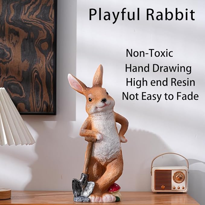 Bunny Garden Statue Outdoor Decor Resin Funny Rabbit Statue for Outdoor Patio Lawn Yard Art Decoration Christmas Housewarming Gift