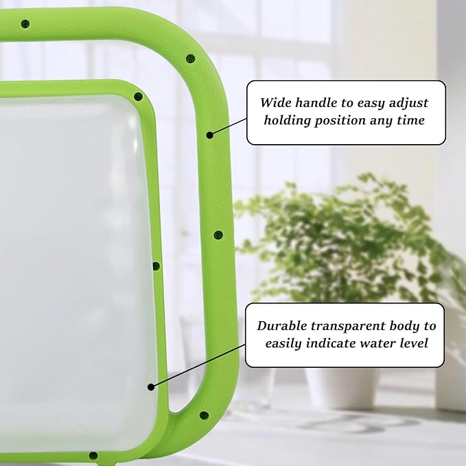 Foldable Transparent Plastic Watering Can 1.6Gal with Spray and Pour Nozzle for Indoor Outdoor Plants,Apple Green