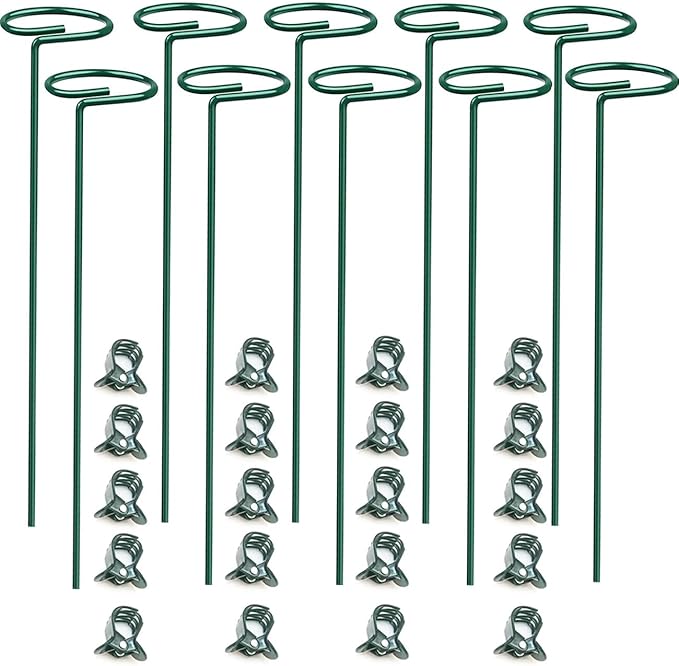 10 pcs 16 inch Metal Single Stem Flower Plant Support Stakes and Rings for Amaryllis Orchid Lily Sunflower Rose Narcissus