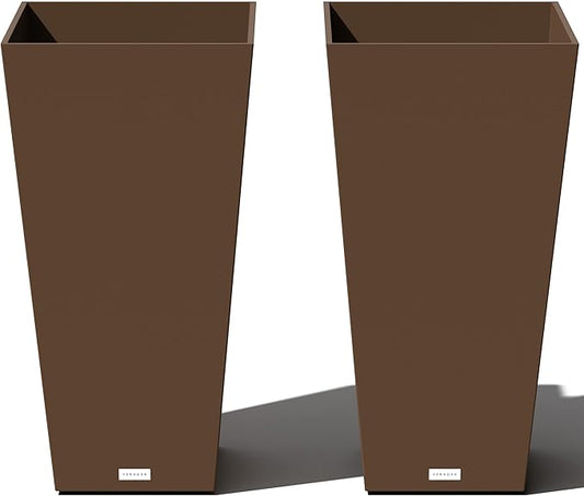 Veradek V-Resin Indoor/Outdoor Taper Planter, Set of 2 (30 inch, Espresso)