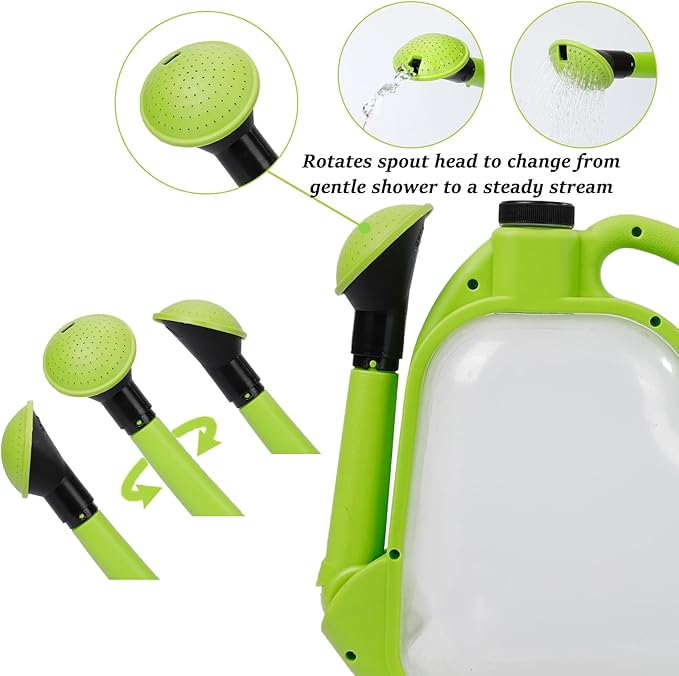4L Foldable Clear Plastic Watering Can with Rotating Nozzle Long Spout Ideal for Indoor and Outdoor Gardening - Green