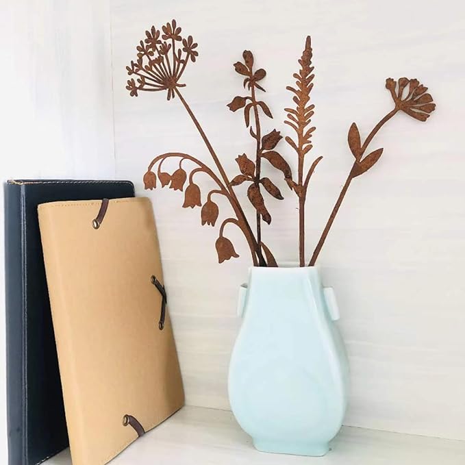 5Pcs Garden Decor Metal Flowers for Outside,Decorative Garden Stakes,Flower Bed Decor Plant Stakes,Metal Art for Outside,Yard Art Outdoor for Lawn Yard, Walkway and Flower Garden