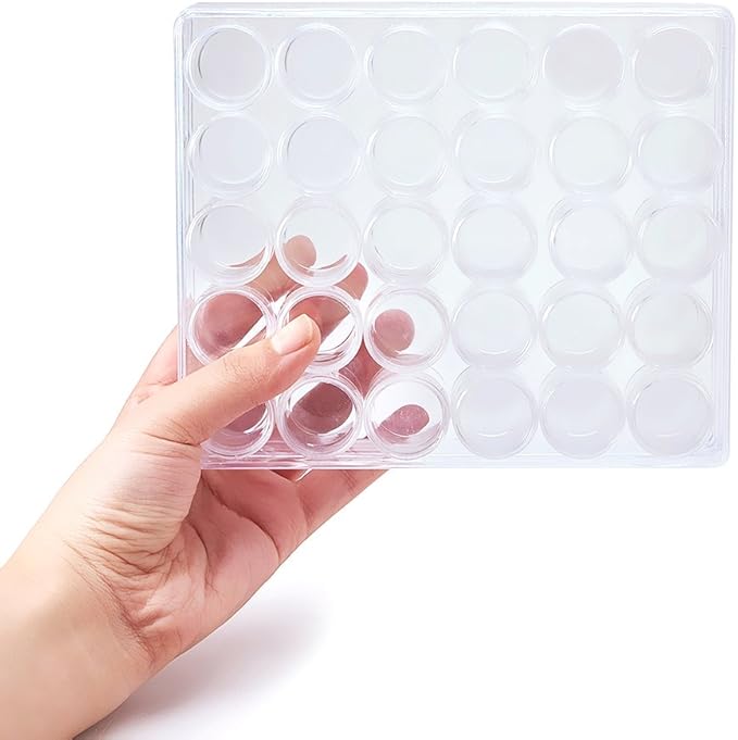FASHEWELRY 30pcs Diamond Painting Jars 1x1” Small Screw cap containers for Seed beads, 5D Embroidery diamond drill, Nail art and Glitter, Crafts & Sewing