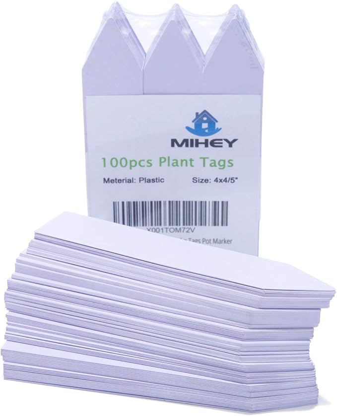 100 Pcs 4 Inch Plastic Nursery Garden Stake Tags Plant Seed Garden Labels Pot Marker White