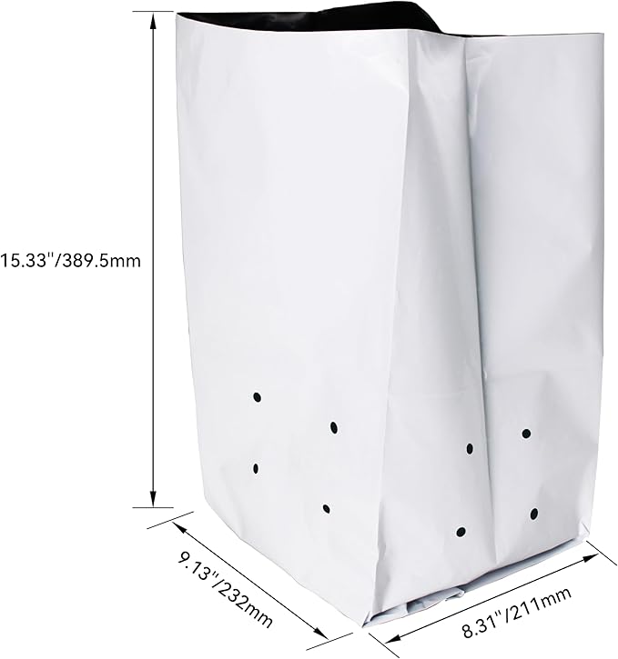 HFS(R Poly Grow Bag Planters Panda Film Black and White for Nursery Horticulture 5 Gallon - 25 PC