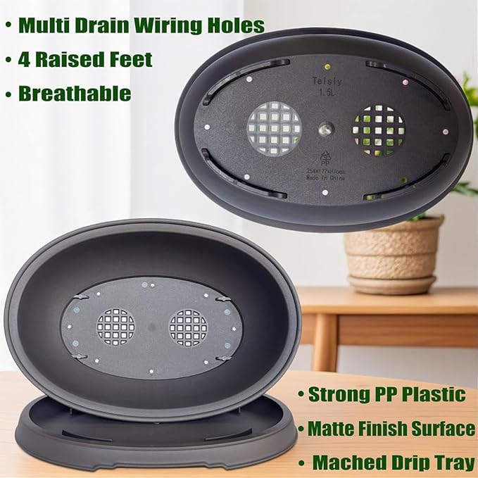 MUZHI 3 Pack Oval Bonsai Pot with Drainage Tray, Matte Finish Plastic Bonsai Growing Planters with Tools for Home Garden Plant Container (9.1" Large)
