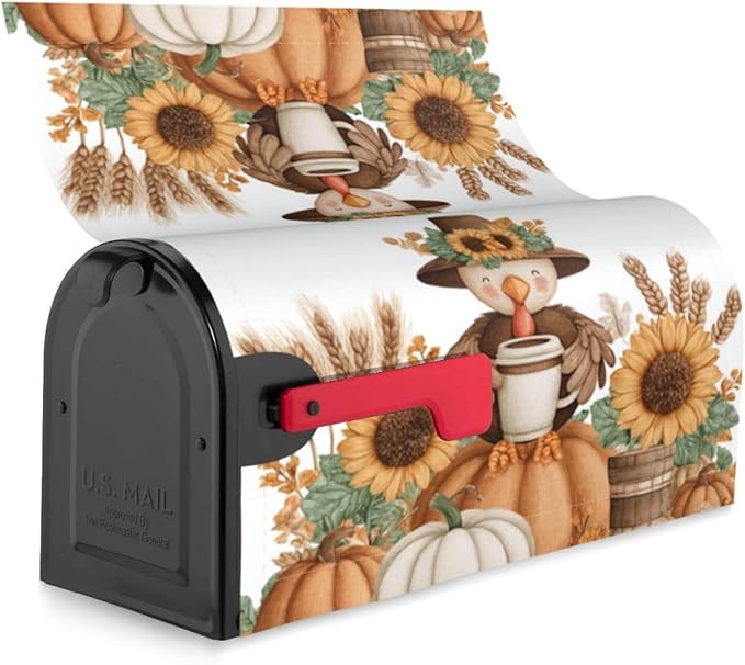 DADABULIU Mailbox Covers Thanksgiving Turkey Pumpkin Fall Magnetic Letter Post Box Cover Standard Size 21 x 18 Inch Garden Yard Home Decorative