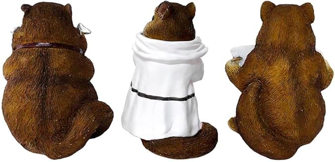 OrnamentallyYou Spring & Summer-Themed Garden Statues – Adorable Outdoor Decor for Lawn, Patio & Porch (Whimsical Chipmunk Trio Set of Three Figurines, 5" Cute Desk Decor and Garden Statues)
