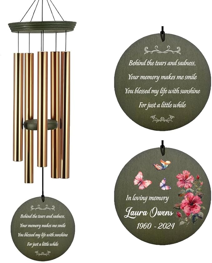 Personalized Memorial Wind Chime, Sympathy Wind Chimes for Loss of Loved One, Wind Chimes for Loss of Loved One Prime, Sympathy/Memorial Gift Mother Father Condolence, Product in USA