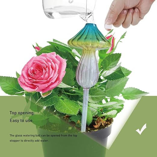 Plant Watering Mushroom, Self Watering Flowerpot Plug-in, Travel Vacation Plant Watering Device, Top Filling Watering, Automatic Home Plant Hydration System