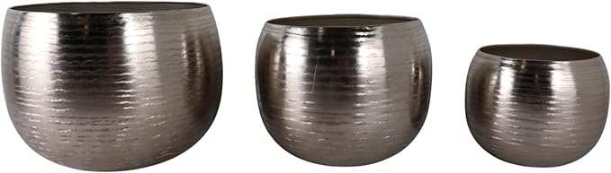 Modern Planters and Flower Pots for Home Decor – Metal Plant Pots Perfect for Indoor and Outdoor Houseplants – Stunning Accent for Garden, Patio, and Living Room Decor Set of 3 – 11", 10", 8" Silver