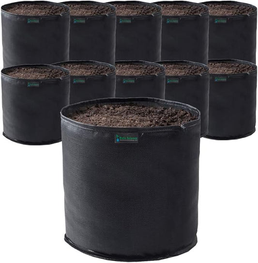 Commercial Grow Bag Pack of 10, Air Pruning Mesh Fabric Plant Containers (3 Gallon, Black)