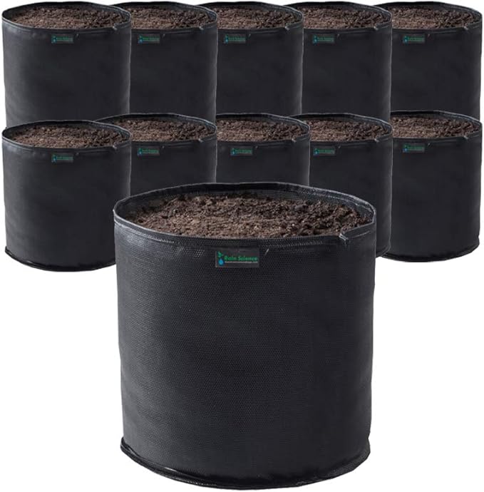 Commercial Grow Bag Pack of 10, Air Pruning Mesh Fabric Plant Containers (5 Gallon, Black)