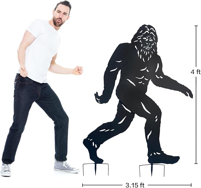 4ft Bigfoot Outdoor Decor Metal Big Foot Sasquatch Gifts for Men Women Dad Bigfoot Silhouette Statues for Garden, Outside, Yard Art, Patio, Yard Display, Forests, Lawn Decorations