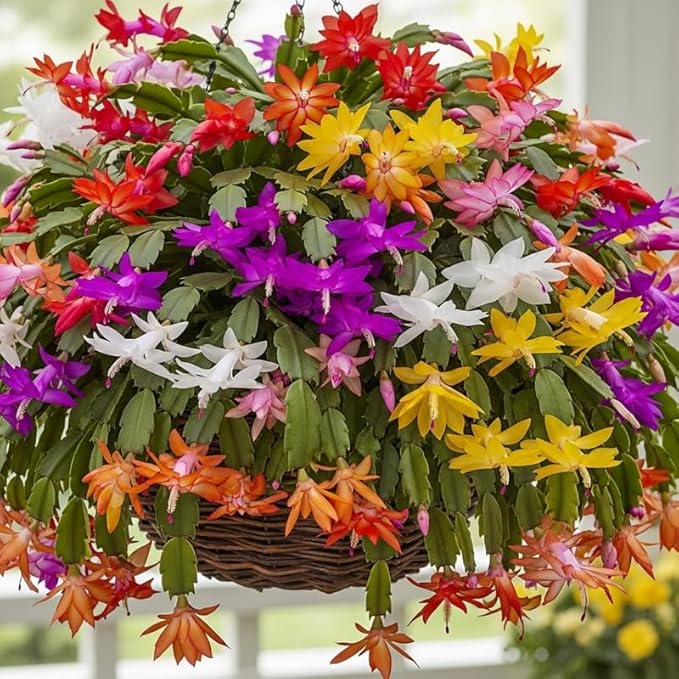 2 Random Christmas Cactus Plants Live, True Thanksgiving Cactus Live Size 6-9" Inches Tall, Ready to Blooms, Holiday Houseplant, Cold Hardy, Bloom in Winter