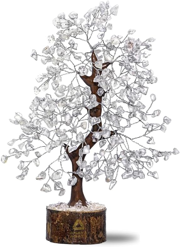 Clear Quartz Crystal Trees for Home Decor, Office Desk Decoration, Chakra Healing Crystals and Stone for Positive Energy, Money, Good Luck, Tree of Life Spiritual for Women and Mom