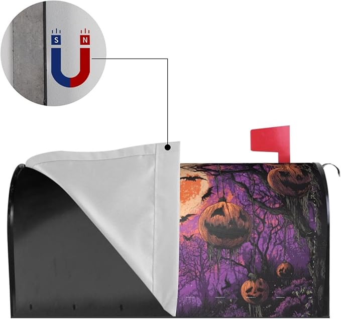 Halloween Moon Mailbox Covers Magnetic Letterbox Covers 21x18 Inch for Garden Outdoor Decoration